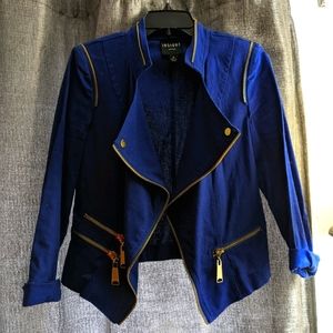 Blue Zipper Blazer Jacket